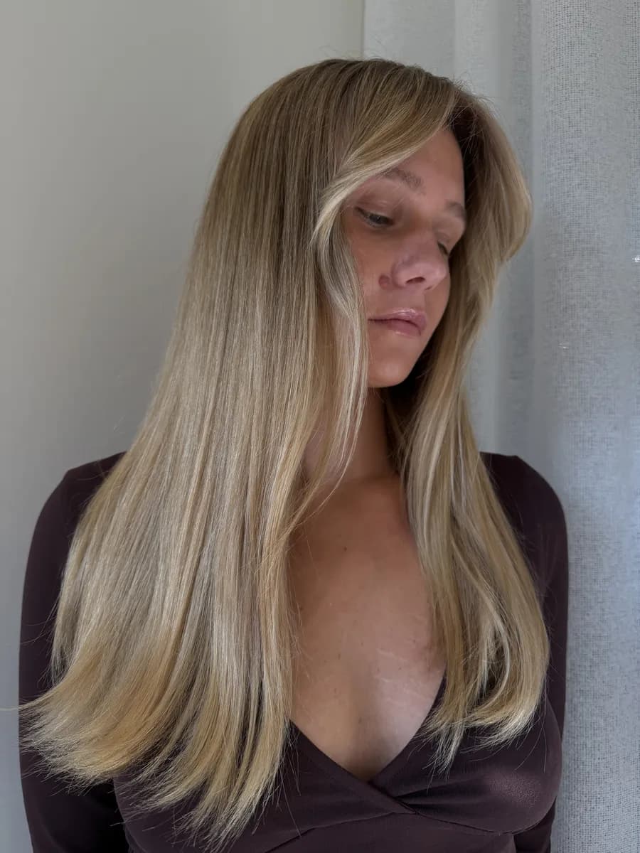Sleek all-over blonde transformation